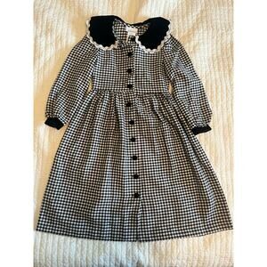 Beautiful Vintage Bonnie Jean Girls Black And White Dress Size 8 Velvet Buttons